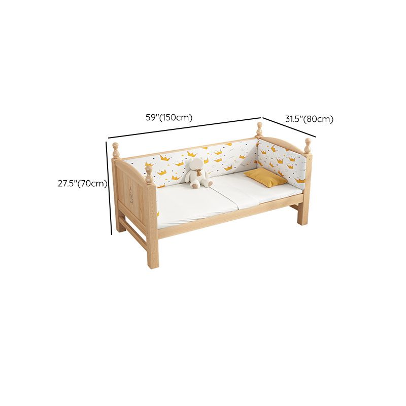 Solid Wood Kids Bed Gender Neutral Scandinavian No Theme Toddler Bed with Guardrail