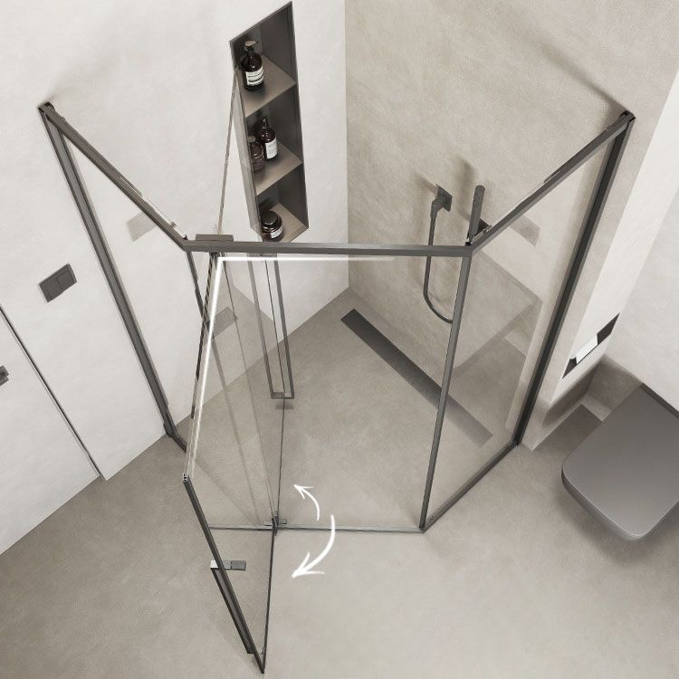 Modern Shower Enclosure Corner Black Clear Glass Shower Stall