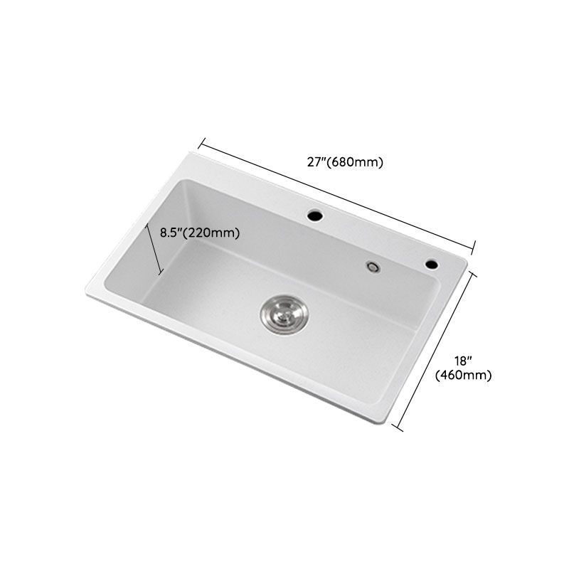 Drop-In Kitchen Sink Quartz Single Basin Kitchen Sink with Basket Strainer