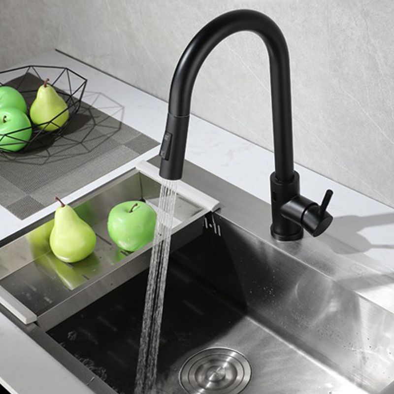 Pull Down Sprayer Bar Kitchen 1-Hole Kitchen Faucet with Supply Lines