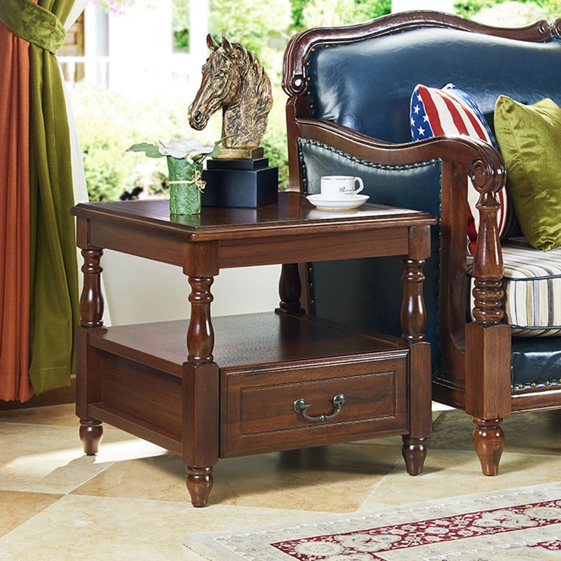 Traditional Ashwood Side End Table Lacquered Sofa End Table for Living Room