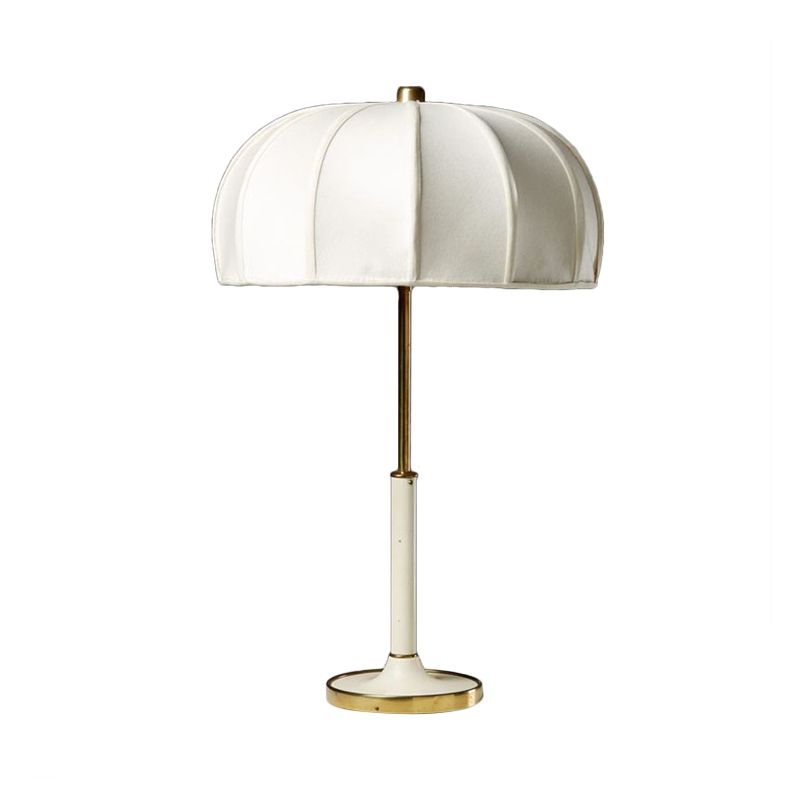 1 Head Shaded Task Lighting Contemporary Fabric Night Table Lamp in Green/White with Metal Base