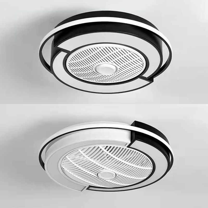 Luz de ventilador LED de techo en forma de tambor de empalme Light Nordic Metal Bedroom Semi Flush Mount Lighture