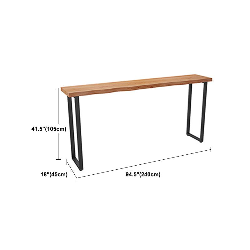 Natural Solid Wood Top Bar Table Modern Pub Table with Metal Frame