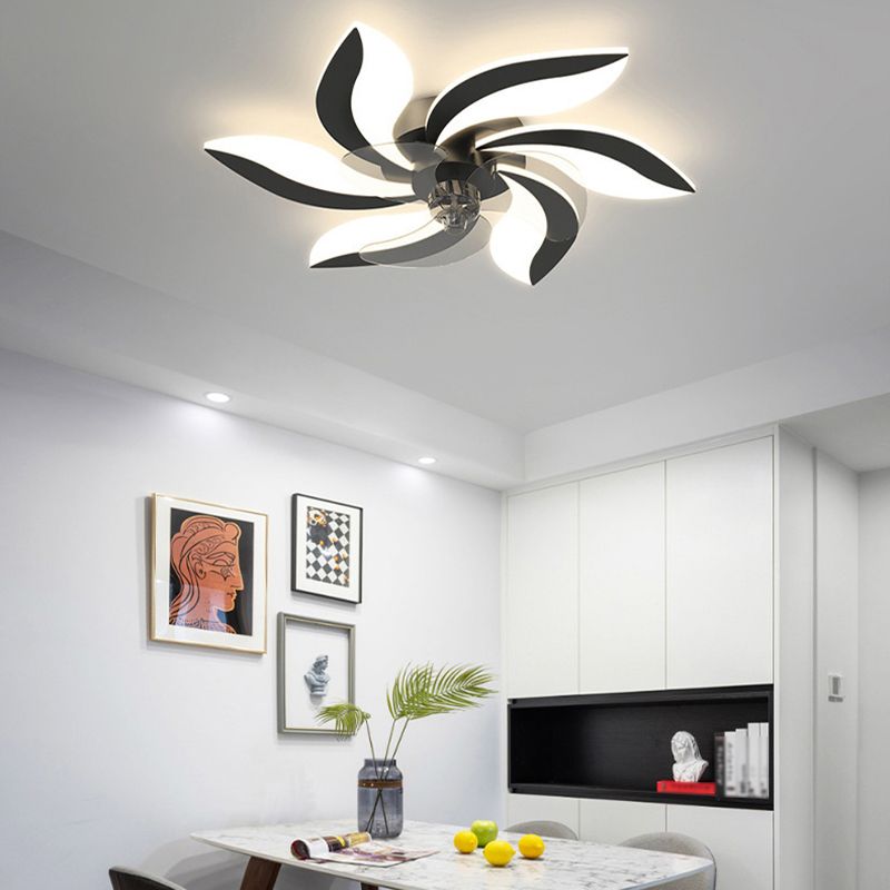 Geometric Shape Metal Ceiling Fans Modern Style Multi Lights Flush Ceiling Fan