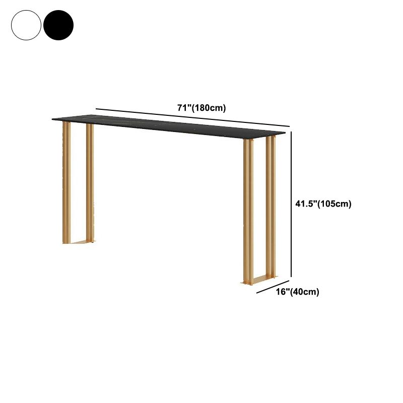 Sintered Stone Top Rectangular Bar Table Luxurious Pub Table with Double Pedestal