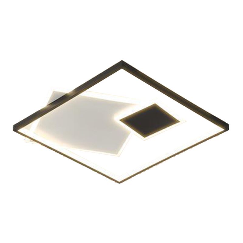 Interior LED Square Flush Mount Light Contemporary Metal Ceiling Flush in Black