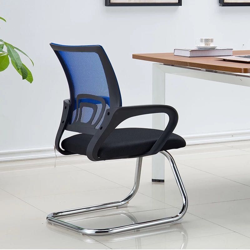 Mid-back Office Chair with Sponge Cushion Fixed Arm Metal Leg Desk Chair