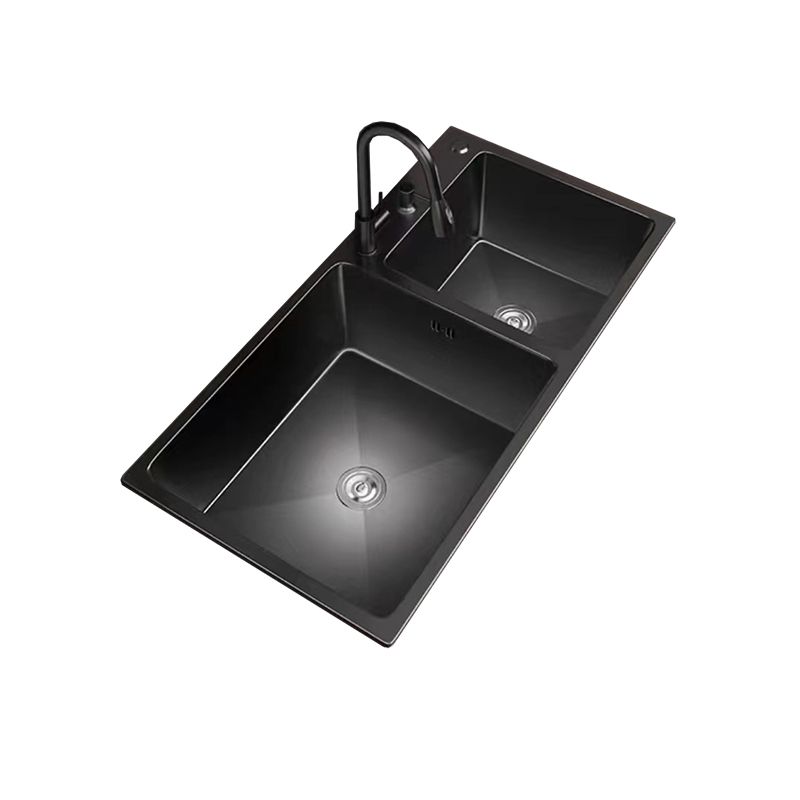 Stainless Steel Double Basin Sink Drop-In Kitchen Sink with Drain Assembly