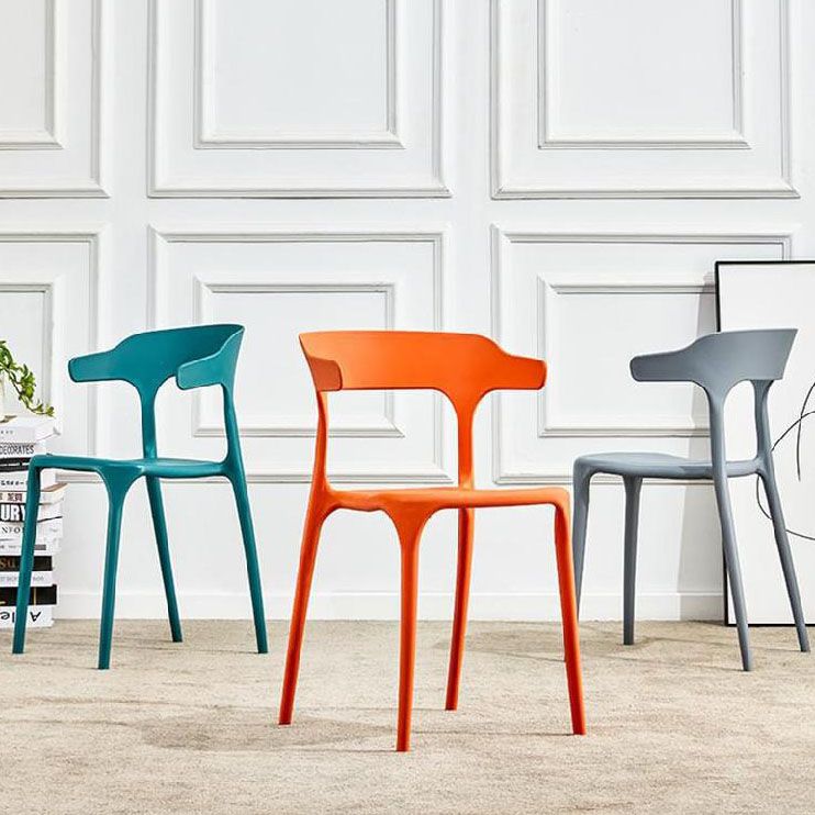 Plastic Chair Open Back Dining Side Furniture in Matte Finish