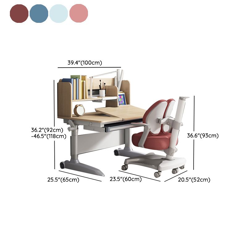 Adjustable Writing Desk Home Table and Chair Set with Storage Shelves