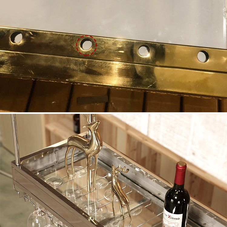 Modern Polished Finish Metal Hanging Wine Holder for Kitchen