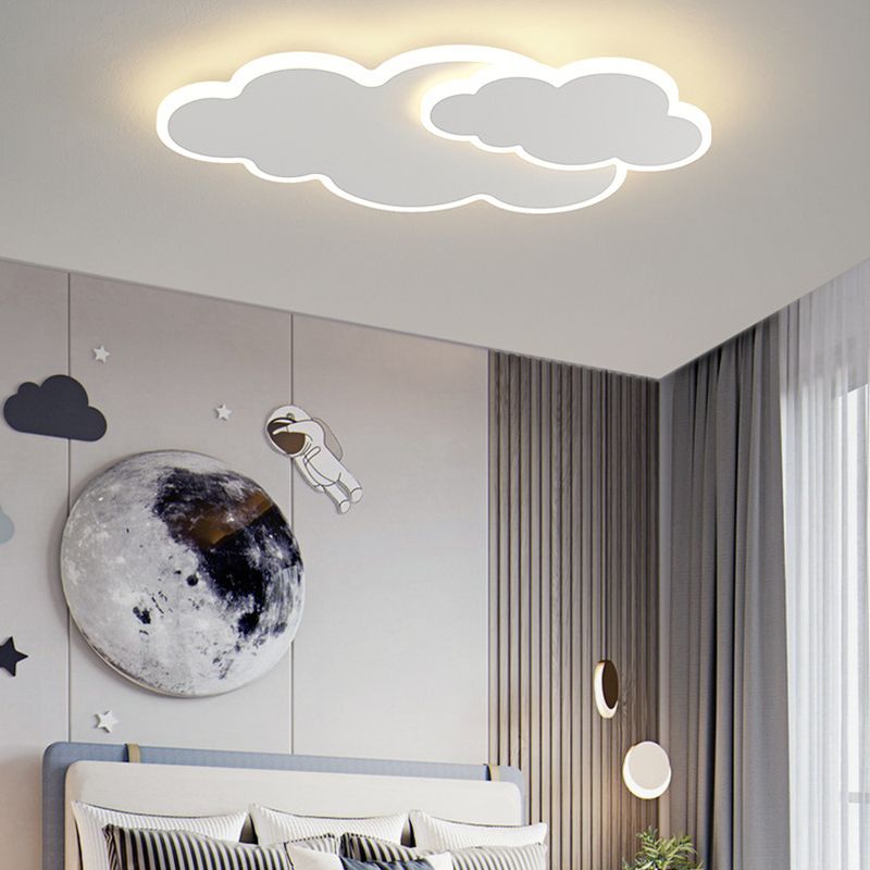 Cloud Shape Flush Mount Modern Style Acrylic 1 Light Flush Light in White