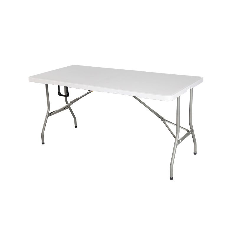 Rectangle Modern Dining Table White Plastic Table with Metal Frame