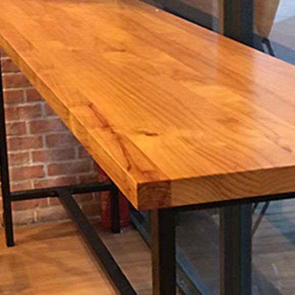 Indoor Natural Bistro Bar Table Rectangle Industrial Wood and Metal Bar Table