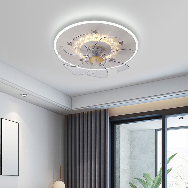 Lámpara de ventilador de techo de estrella blanco LED Nordic LED Semi Flush Mount para dormitorio