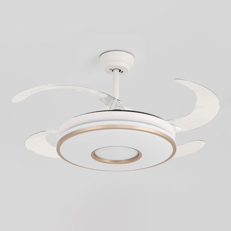 Modern Single White/Golden Ceiling Fan Lamp LED Ceiling Fan Light for Dining Room