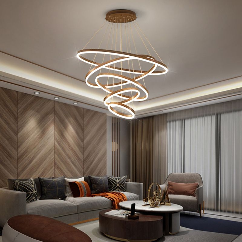 LED LED LED Chandelier Pendant Light Simplicity Chandelier Lightture avec cercles Metal Shade