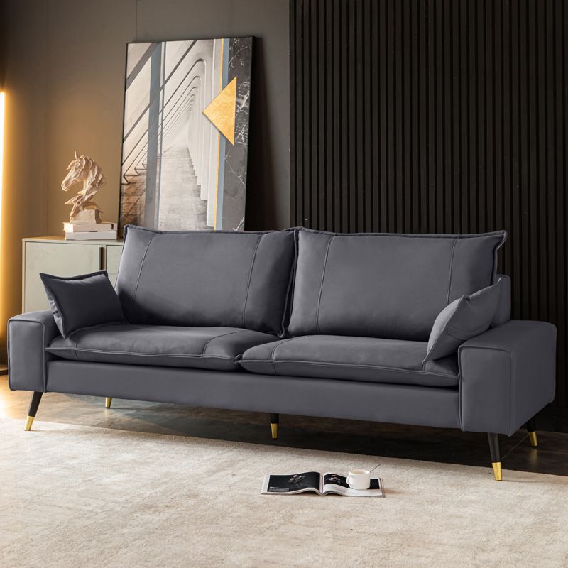 Imitated Leather Upholstered Sofa with Pillow Back Latex/sponge Padding