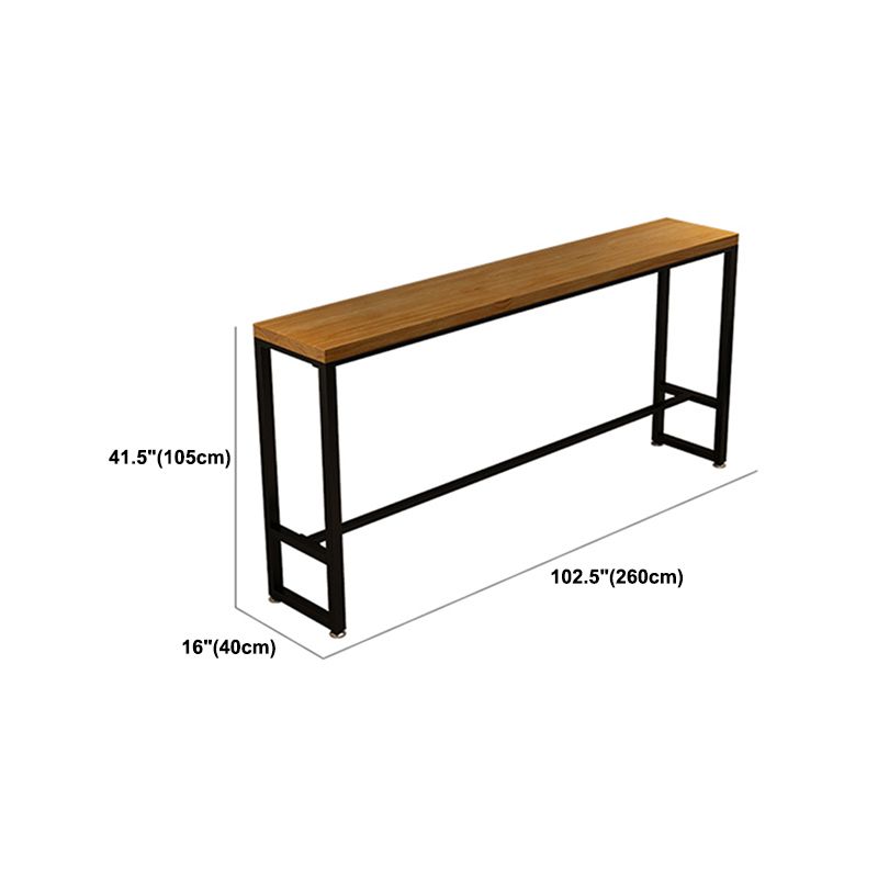 Pine Wood Bar Dining Table Industrial Rectangle Bar Table with Trestle Base for Balcony