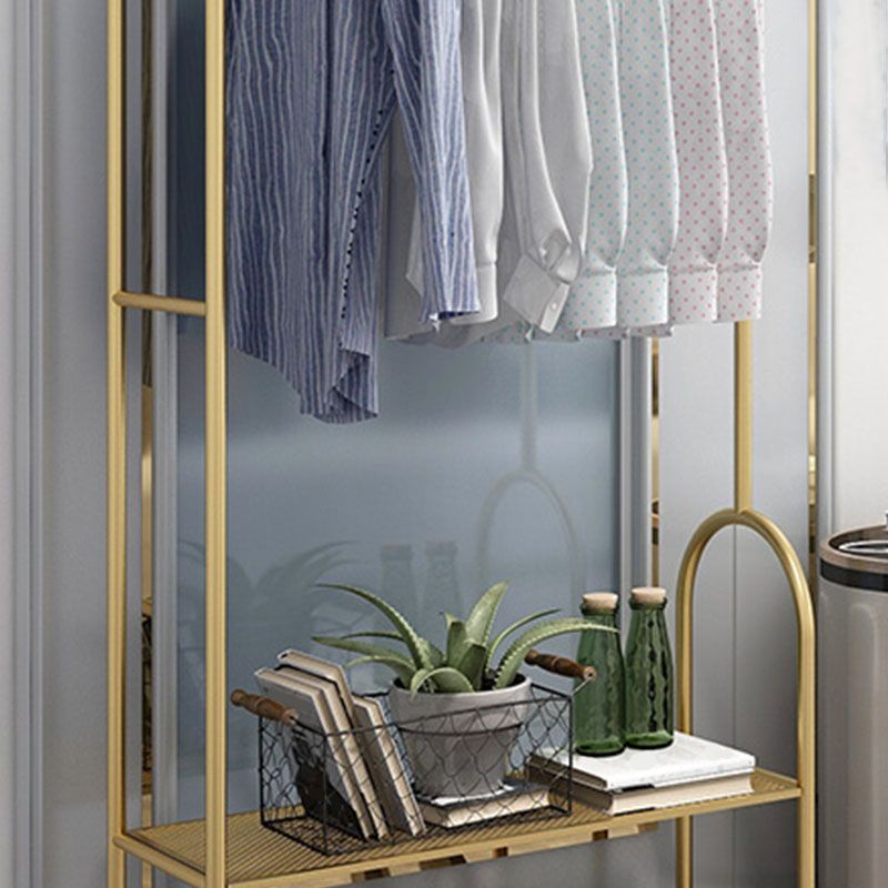 Contemporary Plain Coat Rack Metal Coat Rack with Storage Shelving