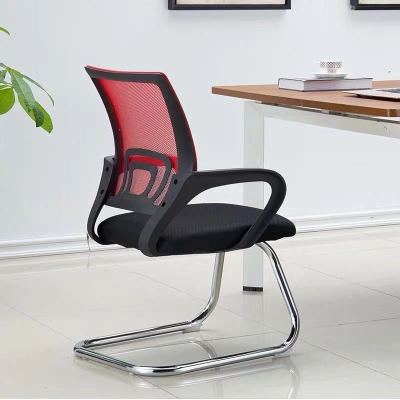 Mid-back Office Chair with Sponge Cushion Fixed Arm Metal Leg Desk Chair