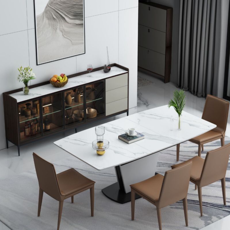 Contemporary Side Board Stone Sideboard Table with Doors for Dining Room