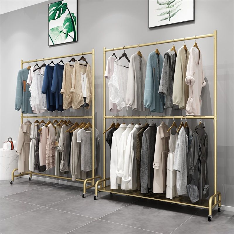 Contemporary Coat Rack Free Standing Metal Hall Stand with Wheels