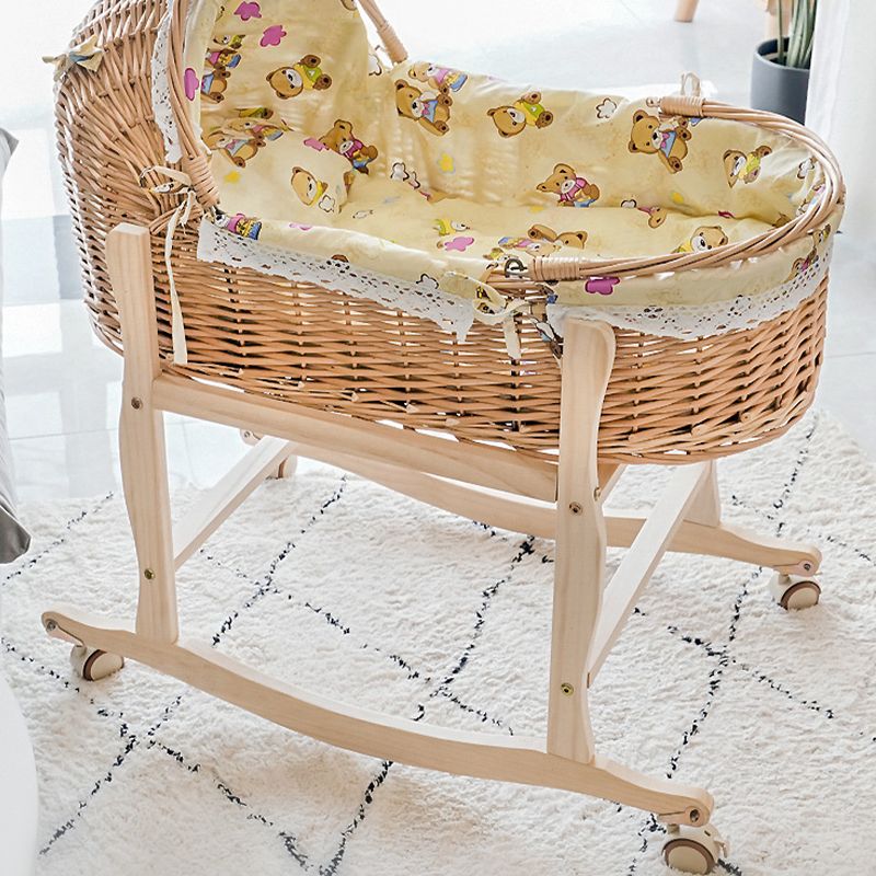 Traditional Wicker Oval Crib Cradle Natural Toddler Moses Basket