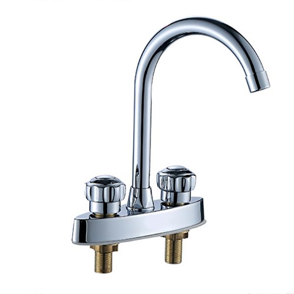 High-Arc Swivel Faucet Two Handles Brass Vessel Faucet for Bathroom