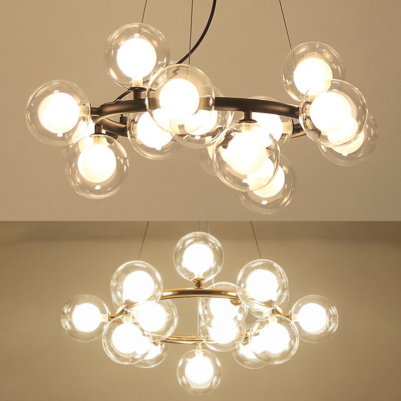 Ultra-modern Globe-Shaped Hanging Chandelier Glass Suspension Lighting with Hanging Cord for Living Room