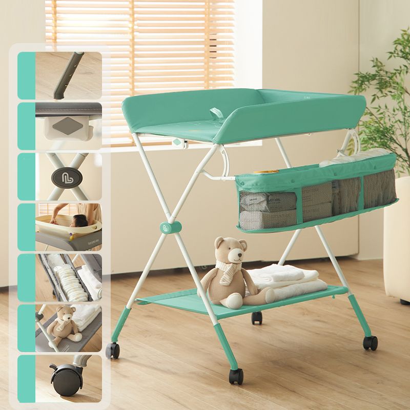 Modern Metal Changing Table with Pad Safety Rails Baby Changing Table