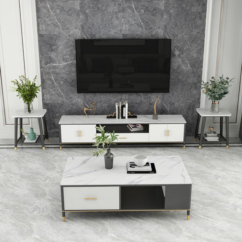 Open Storage TV Media Console Stone TV Stand for Living Room