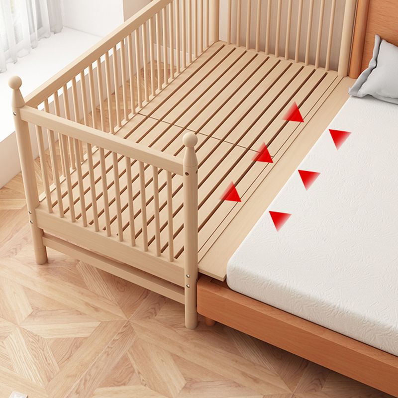 Solid Wood Kids Bed Natural Toddler Bed with Detachable Guardrails