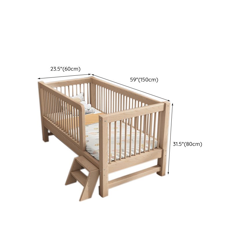 Solid Wood Crib 2-in-1 Convertible Crib with Mattress and Guardrails