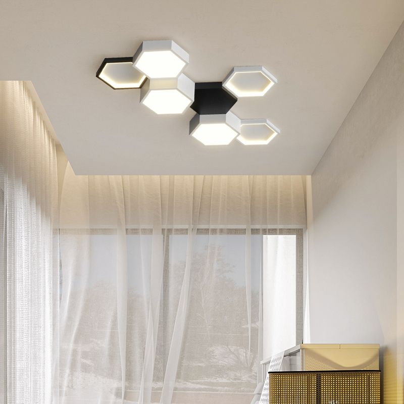 Modern Simple Style Iron Ceiling Light Hexagon Shape LED Ceiling Lamp for Bedroom