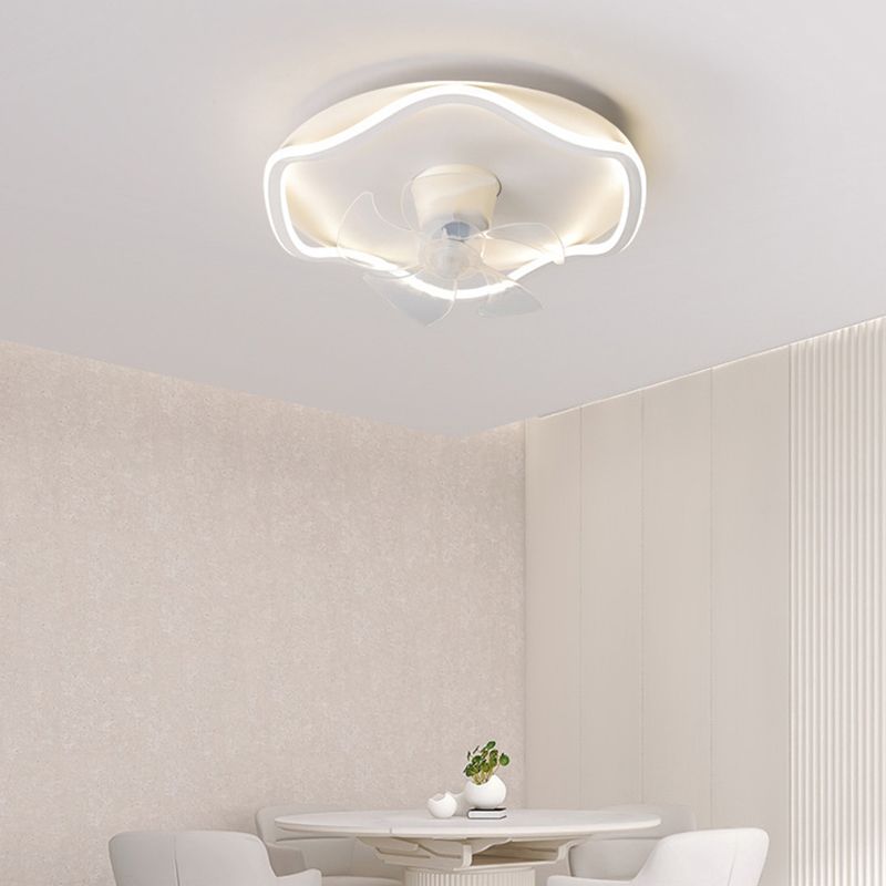 5-Blade Contemporary Ceiling Fan White/Golden Fan with Light for Dining Room