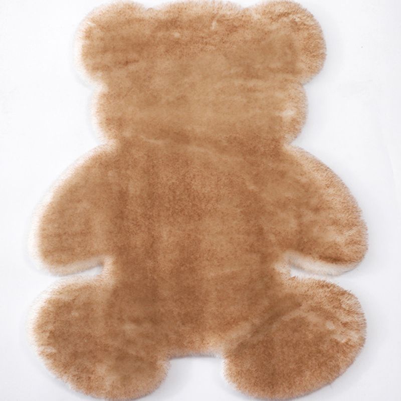 Bear Shaped Plain Rug Multicolor Cartoon Rug Artificial Wool Easy Care Rug for Kids Bedroom