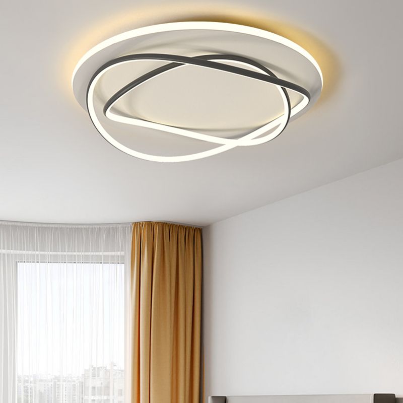 Black and White Contemporary Flush Mount 3 - Light Linear Metal Ceiling Mount