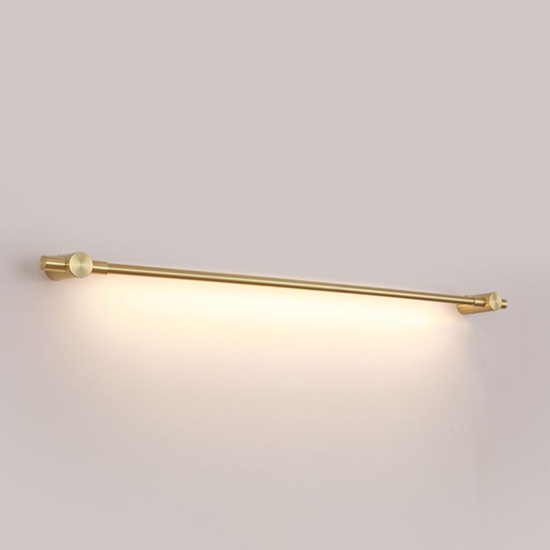 Luz moderna estilo lujo de lujo luces de tocador montado en la pared lineal iluminación de la pared de aluminio en acabado dorado