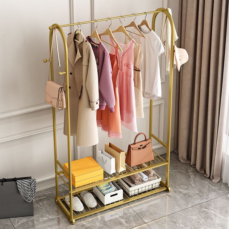 Glam Hall Tree Metal No Distresses Free Standing Shelving Included Coat Rack