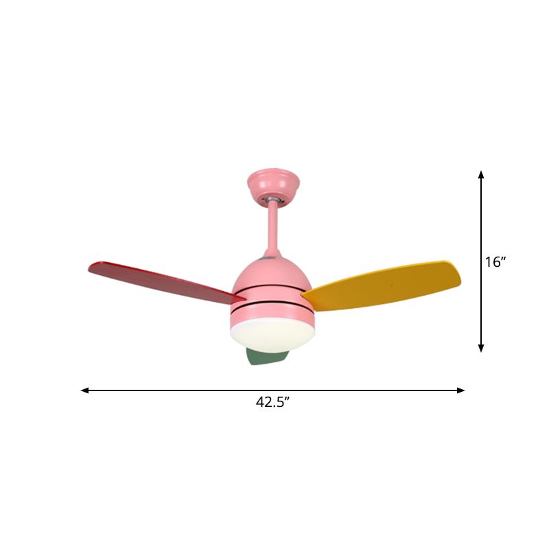 Luz de ventilador colgante de LED de domo de 42.5 "de ancho de 42.5" Iluminación nórdica acrílica de acrílico, 3 cuchillas