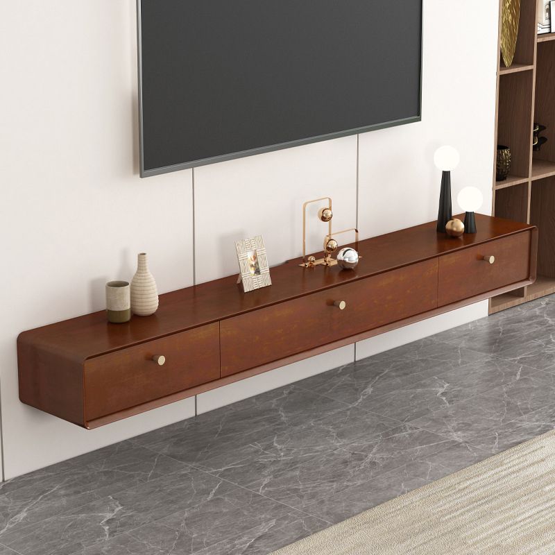 Contemporary Style Wall-mounted TV Stand Rubber Wood TV Cabinet