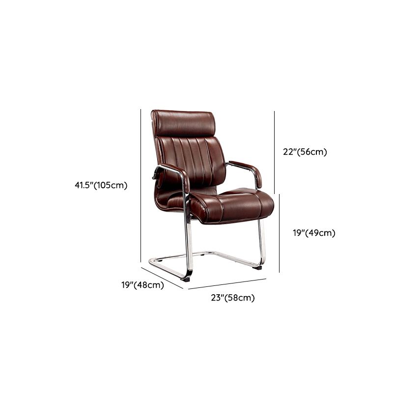 Modern Office Chair Fixed Arms Leather Adjustable Seat Height Desk Chair