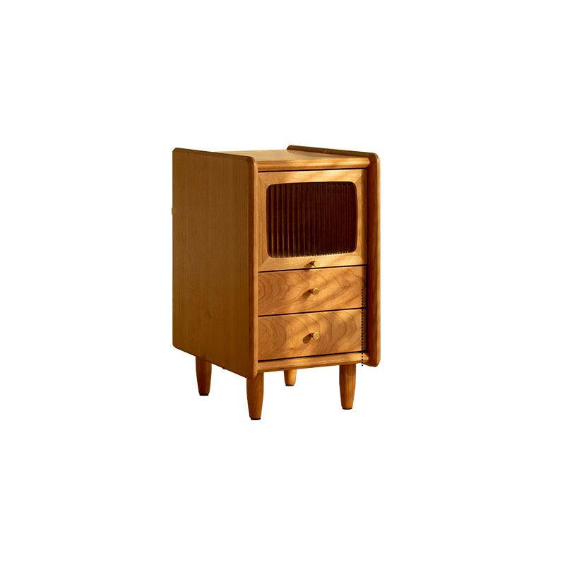 Medium Wood Night Table Contemporary Drawers Bedside Cabinet