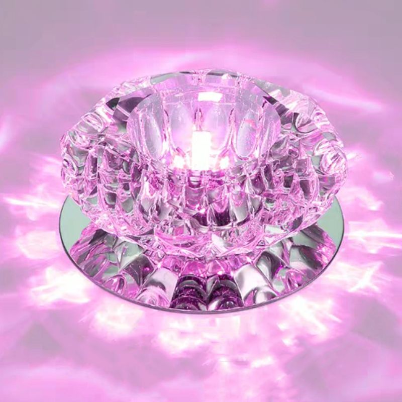 Modern Style Bowl Shape Ceiling Light Crystal 2 Light Ceiling Light with Hole 2-3.5'' Dia