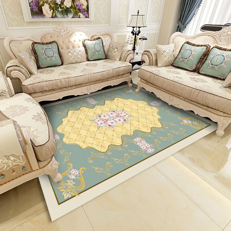 Multticolor Shabby Chic tapis polyster Polyster Floral Area Tapis Tapis sans glissement, tapis lavable pour salon