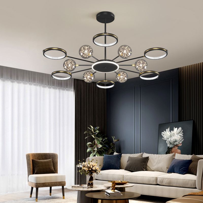 Modern Sputnik Chandelier Acrylic Pendant Ceiling Lights with Hanging Cord for Living Room