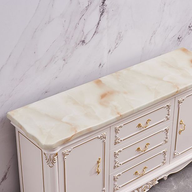 Glam Sideboard White Wood with Door and Drawer for Living Room