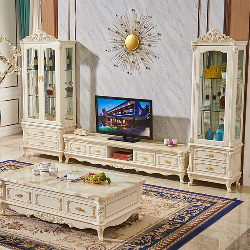 Glam TV Media Console Open Storage TV Console with 4 Drawers